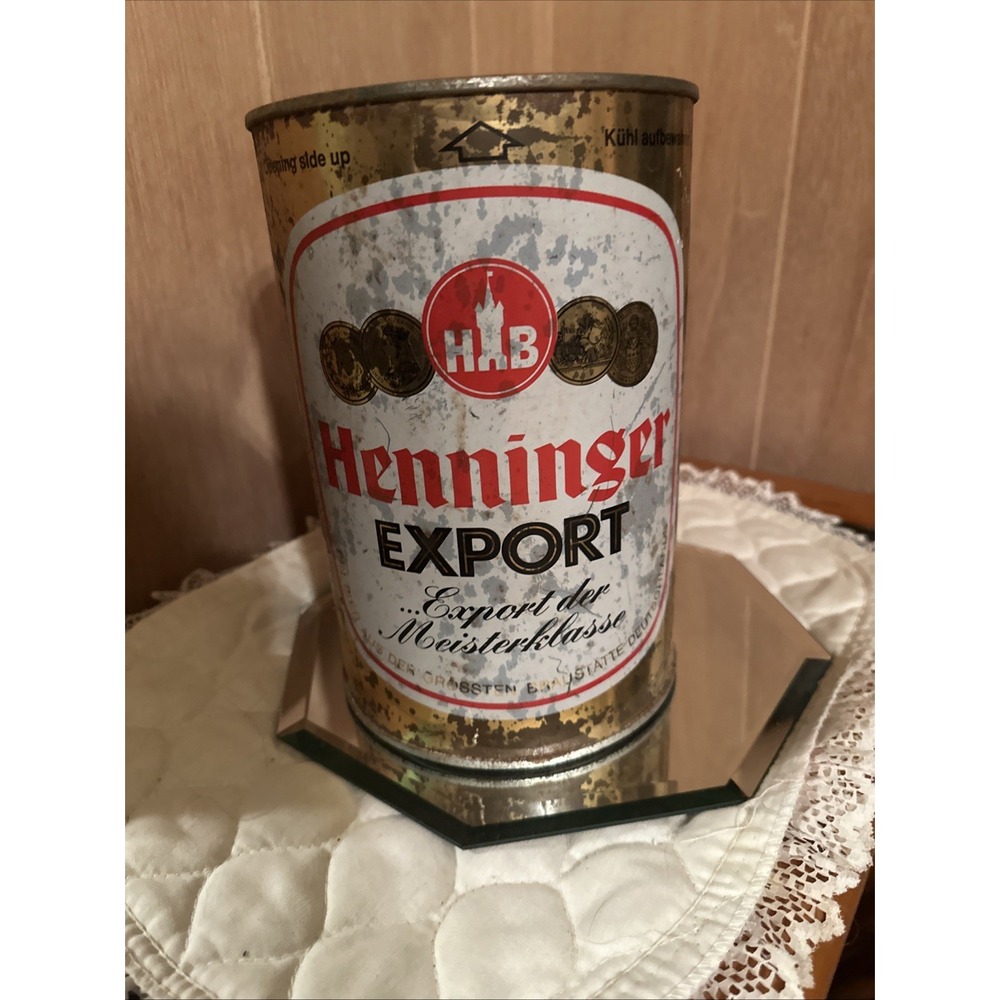 Vintage 1970s HENNINGER EXPORT ABFULLUNG Gallon BEER CAN Steel MINI KEG 4 Liter